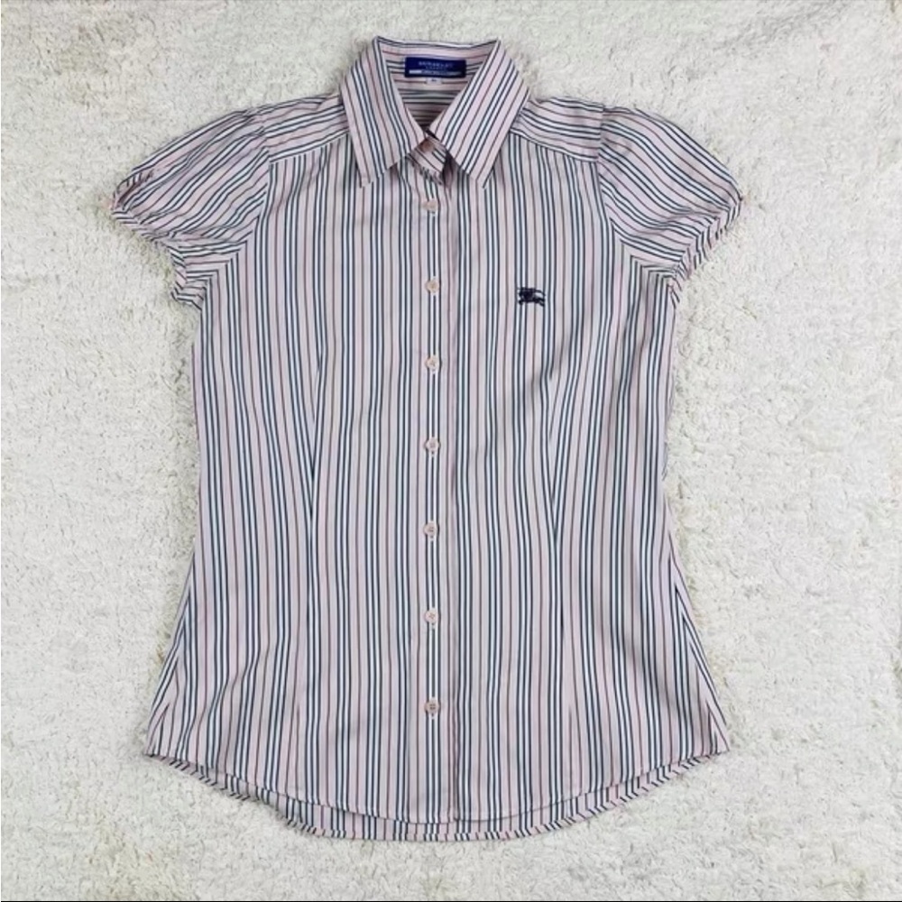 Auth Burberry vintage pink stripe shirt size small